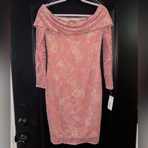 NWT BOLD Elements sheer overlay pink dress /maternity size Small
